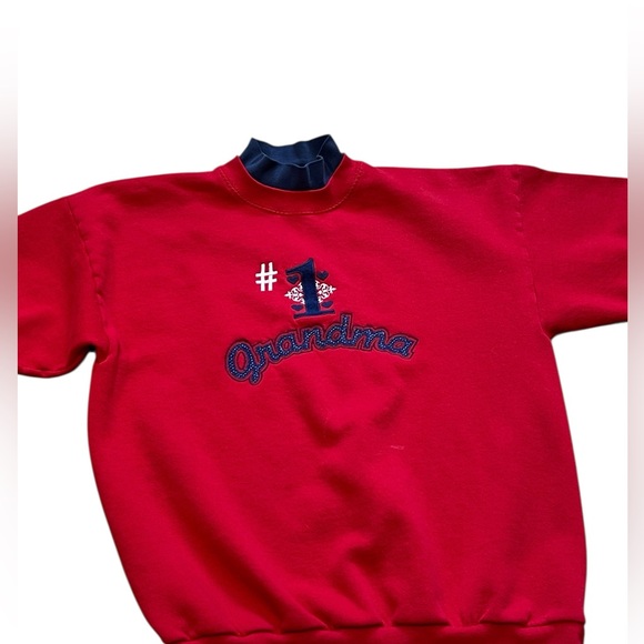 Sweaters - Vintage‎ #1 Grandma Crewneck 90s Y2K Double Collar Large